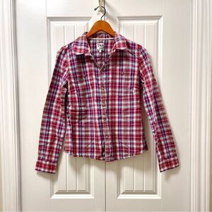 TNA Plaid Flannel Button-Up Red